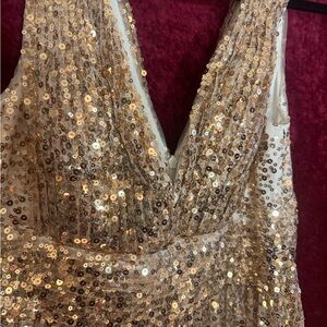 Marchesa Gold Sequin Embellished Dress